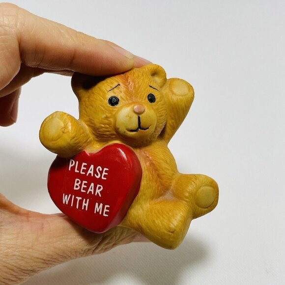 Vintage Figurine Bear With Me 2” Love Red Heart Forgive Sorry Apology Patience - Picture 7 of 9